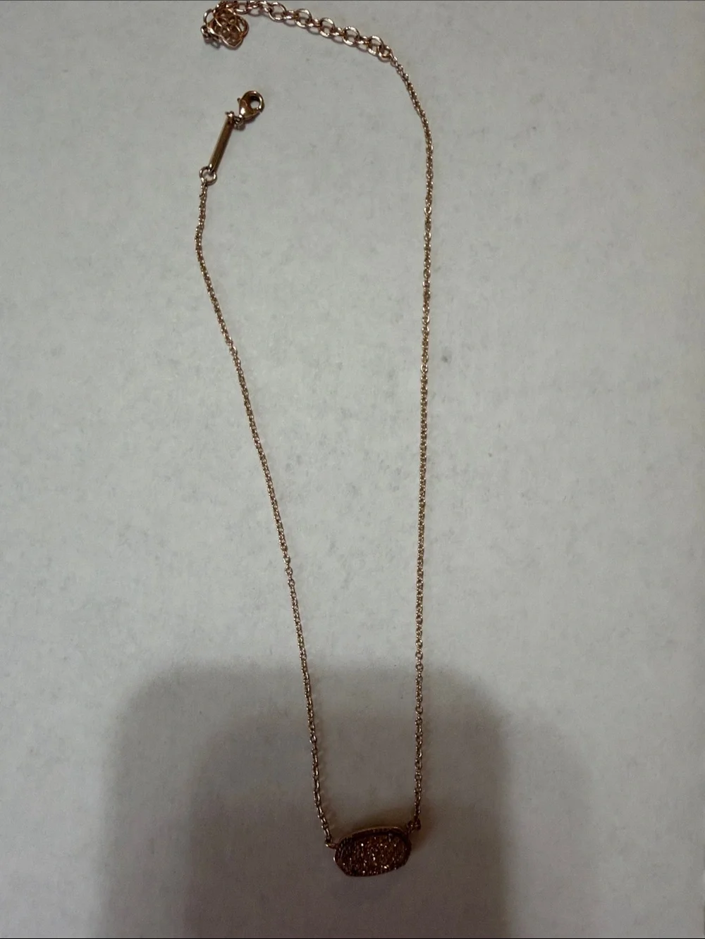 Rose Gold Pavé Oval Pendant Necklace - Women Jewelry